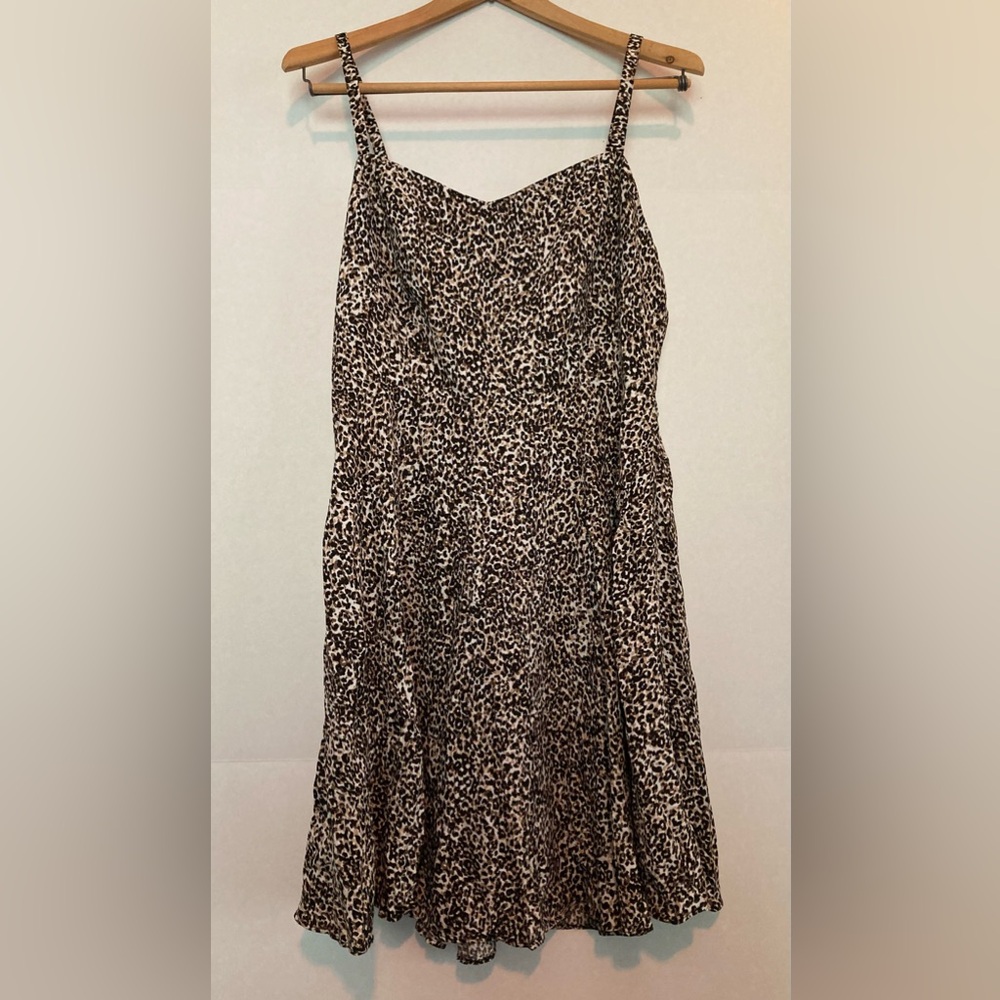 Leopard Print Slip Dress - Women's Beige & Black